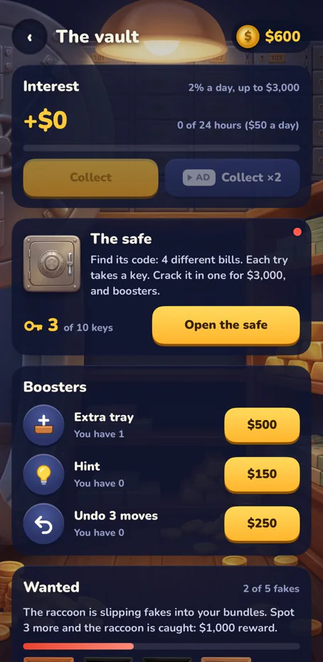 The vault with interest and boosters